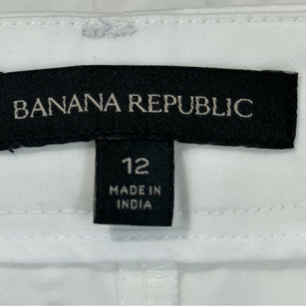 BANANA REPUBLIC Sz 12 Flower Pot Gem Detail White Belt loop Pockets Boho - Picture 8 of 9